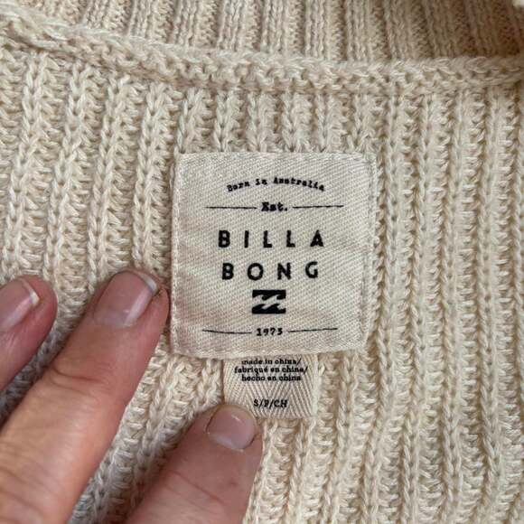 Billabong Sea Side Cream Chunky Ribbed Knit Open Wrap Cardigan - Picture 3 of 6